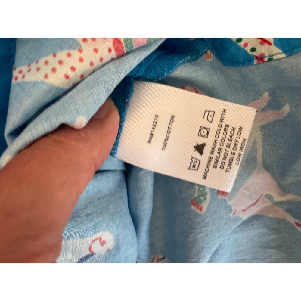 MERSEA Women's M Blue Dog Print Cotton Pajama Set Long Sleeve Button Top & Pants - Picture 8 of 10